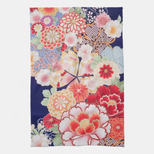 Japanse KIMONO-textiel, bloem Theedoek (Verticaal)