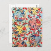  Japanse Kimono Textile (Bingata) Briefkaart (Voorkant / Achterkant)