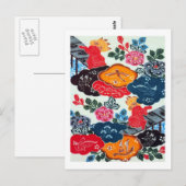 Japanse Kimono Textile (Bingata) Briefkaart (Voorkant / Achterkant)