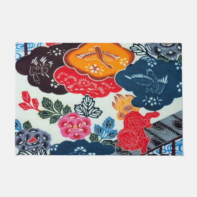  Japanse Kimono Textile (Bingata) Deurmat (Voorkant)