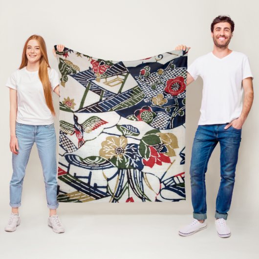  Japanse Kimono Textile (Bingata) Fleece Deken (In situ)