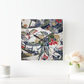  Japanse Kimono Textile (Bingata) Vierkante Klok (Huis)