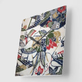  Japanse Kimono Textile (Bingata) Vierkante Klok (Hoek)