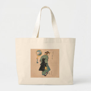 Japanse Kimono Vrouw Courtisane Kunstwerk Grote Tote Bag