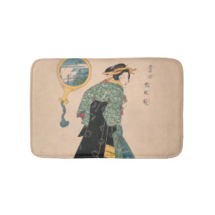 Japanse Kimono Vrouw: Ukiyo-e Woodblock Print Badmat