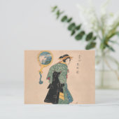 Japanse Kimono Vrouw: Ukiyo-e Woodblock Print Briefkaart (Staand voorkant)
