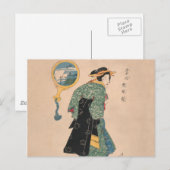 Japanse Kimono Vrouw: Ukiyo-e Woodblock Print Briefkaart (Voorkant / Achterkant)