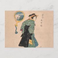 Japanse Kimono Vrouw: Ukiyo-e Woodblock Print