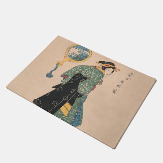 Japanse Kimono Vrouw: Ukiyo-e Woodblock Print Deurmat (Schuin)