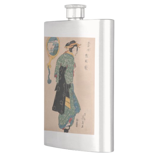 Japanse Kimono Vrouw: Ukiyo-e Woodblock Print Flacon (Links)