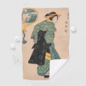 Japanse Kimono Vrouw: Ukiyo-e Woodblock Print Golfhanddoek (Insitu)