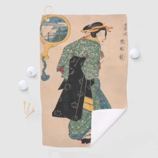 Japanse Kimono Vrouw: Ukiyo-e Woodblock Print Golfhanddoek (Insitu)