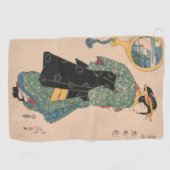 Japanse Kimono Vrouw: Ukiyo-e Woodblock Print Golfhanddoek (Horizontaal)