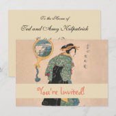 Japanse Kimono Vrouw: Ukiyo-e Woodblock Print Kaart (Voorkant / Achterkant)