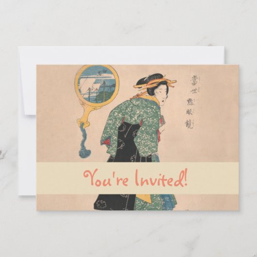 Japanse Kimono Vrouw: Ukiyo-e Woodblock Print Kaart (Voorkant)