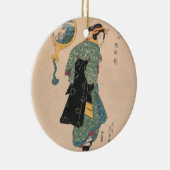 Japanse Kimono Vrouw: Ukiyo-e Woodblock Print Keramisch Ornament (Rechts)