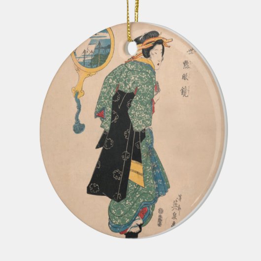 Japanse Kimono Vrouw: Ukiyo-e Woodblock Print Keramisch Ornament (Links)