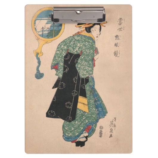 Japanse Kimono Vrouw: Ukiyo-e Woodblock Print Klembord (Voorkant)