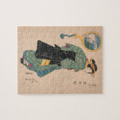 Japanse Kimono Vrouw: Ukiyo-e Woodblock Print Legpuzzel (Horizontaal)