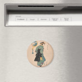 Japanse Kimono Vrouw: Ukiyo-e Woodblock Print Magneet (Insitu (Vaatwasser))