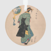 Japanse Kimono Vrouw: Ukiyo-e Woodblock Print Ornament (achterkant)