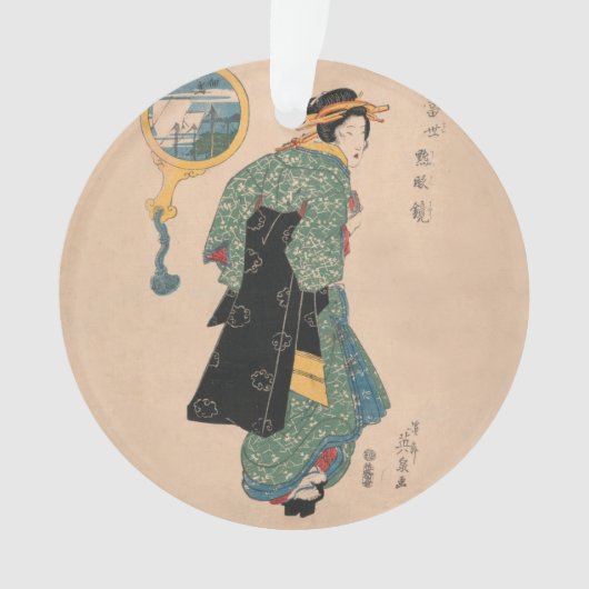 Japanse Kimono Vrouw: Ukiyo-e Woodblock Print Ornament (voorkant)