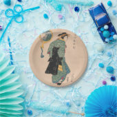 Japanse Kimono Vrouw: Ukiyo-e Woodblock Print Papieren Bordje (Feest)