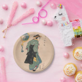 Japanse Kimono Vrouw: Ukiyo-e Woodblock Print Papieren Bordje (Feest)