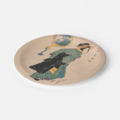 Japanse Kimono Vrouw: Ukiyo-e Woodblock Print Papieren Bordje (Gekanteld)