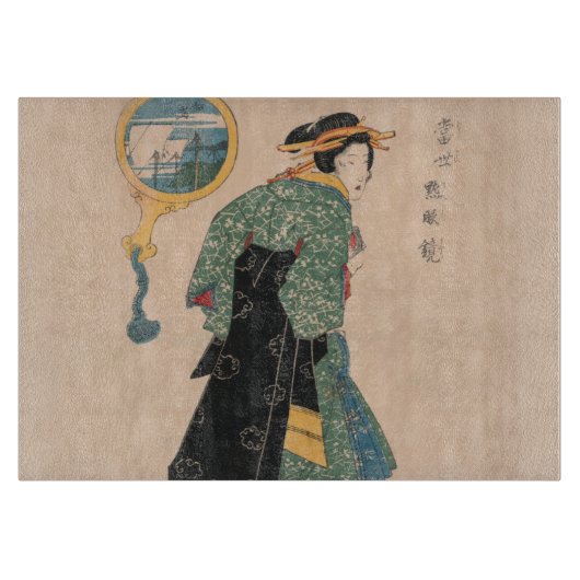 Japanse Kimono Vrouw: Ukiyo-e Woodblock Print Snijplank (Voorkant)