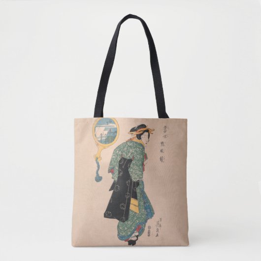 Japanse Kimono Vrouw: Ukiyo-e Woodblock Print Tote Bag (Voorkant)