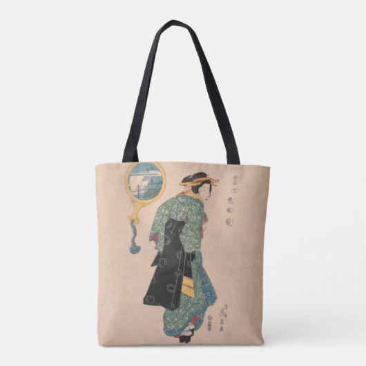 Japanse Kimono Vrouw: Ukiyo-e Woodblock Print Tote Bag (Achterkant)