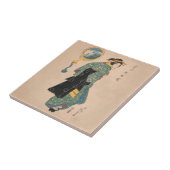 Japanse Kimono Woman met dank aan een kunstwerk Tegeltje (Zijkant)