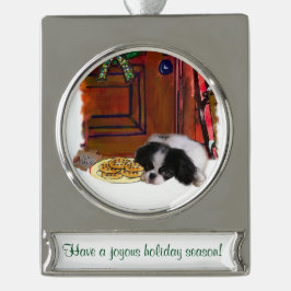 Japanse kin gepersonaliseerde kerst verzilverd banner ornament