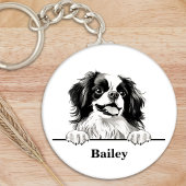Japanse kin hond gepersonaliseerd sleutelhanger