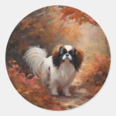 Japanse kin in herfst laat Herfst inspireren Ronde Sticker (Voorkant)