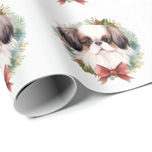 Japanse kin kerstkrans feestelijke pup cadeaupapier (Rol Hoek)