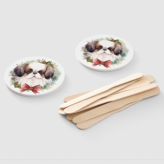 Japanse kin kerstkrans feestelijke pup handwaaier (Niet-gemonteerd)