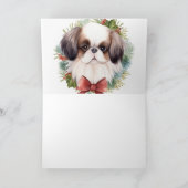 Japanse kin kerstkrans feestelijke pup kaart (Binnen)
