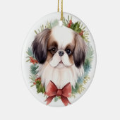 Japanse kin kerstkrans feestelijke pup keramisch ornament (Rechts)