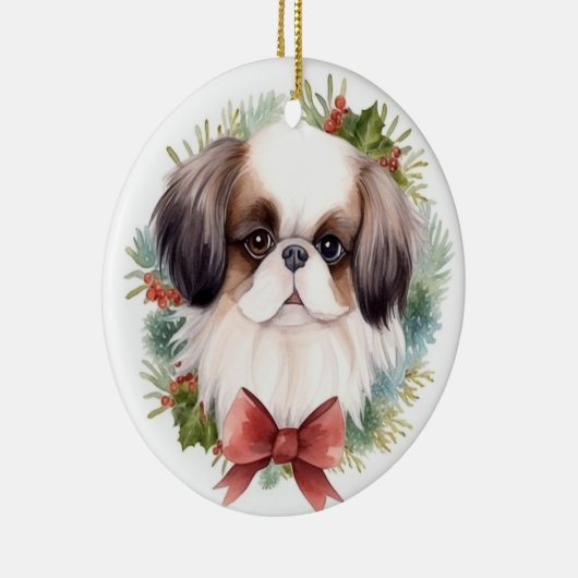 Japanse kin kerstkrans feestelijke pup keramisch ornament (Rechts)