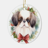Japanse kin kerstkrans feestelijke pup keramisch ornament (Links)