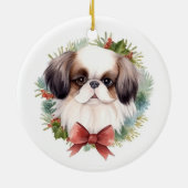 Japanse kin kerstkrans feestelijke pup keramisch ornament (Achterkant)