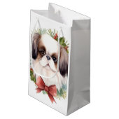 Japanse kin kerstkrans feestelijke pup klein cadeauzakje (Achterkant Gekanteld)