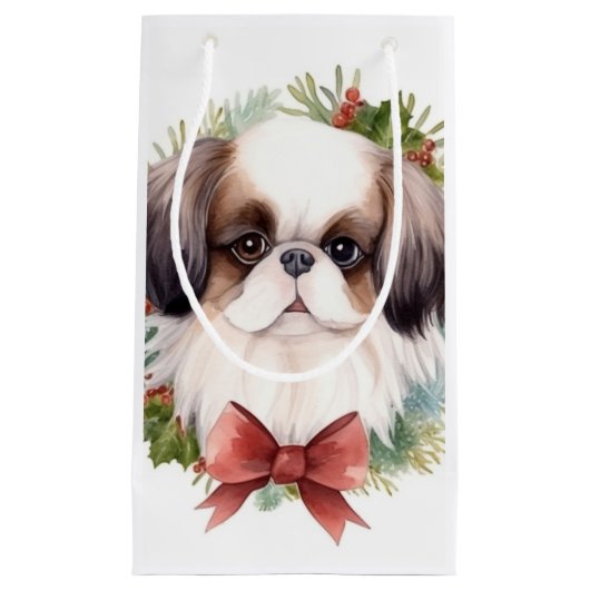 Japanse kin kerstkrans feestelijke pup klein cadeauzakje (Voorkant)