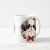 Japanse kin kerstkrans feestelijke pup koffiemok (Voorkant rechts)