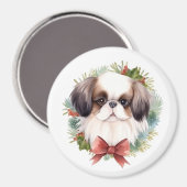 Japanse kin kerstkrans feestelijke pup magneet (Voorkant / Achterkant)