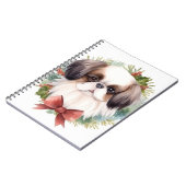 Japanse kin kerstkrans feestelijke pup notitieboek (Linkerzijde)