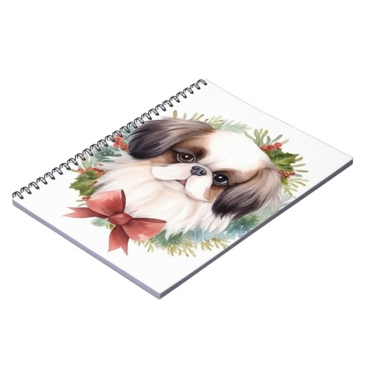 Japanse kin kerstkrans feestelijke pup notitieboek (Linkerzijde)