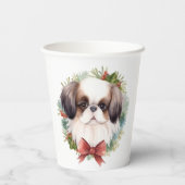 Japanse kin kerstkrans feestelijke pup papieren bekers (Achterkant)